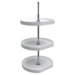 22" D-Shape 3 Tray Lazy Susan, White
