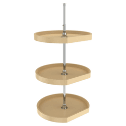 6272 22" D-Shape 3 Tray Lazy Susan, Almond