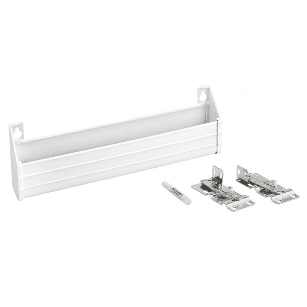 14" Slim Line White Sink Front Tip-Out Tray with 2-Pair Hinge Bulk (20 Trays)