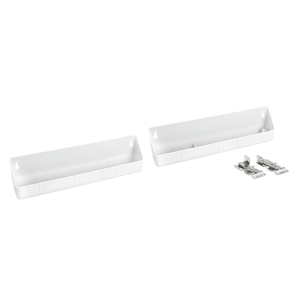 14" White Sink Front Tip-Out Tray with 2-Pair Hinges Bulk (20 Trays)