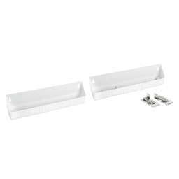 14" White Sink Front Tip-Out Tray with 2-Pair Hinges Bulk (20 Trays)