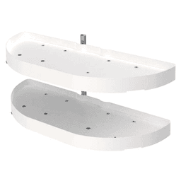 31" Half-Moon 2 Tray Lazy Susan, White, Bulk (6 Sets)