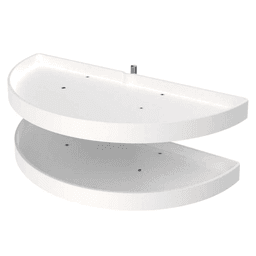 39" Half-Moon 2 Tray Lazy Susan, White, Bulk (6 Sets)