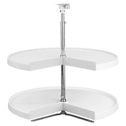 6942 28" Kidney 2 Tray Lazy Susan, White, Bulk (6 Sets)