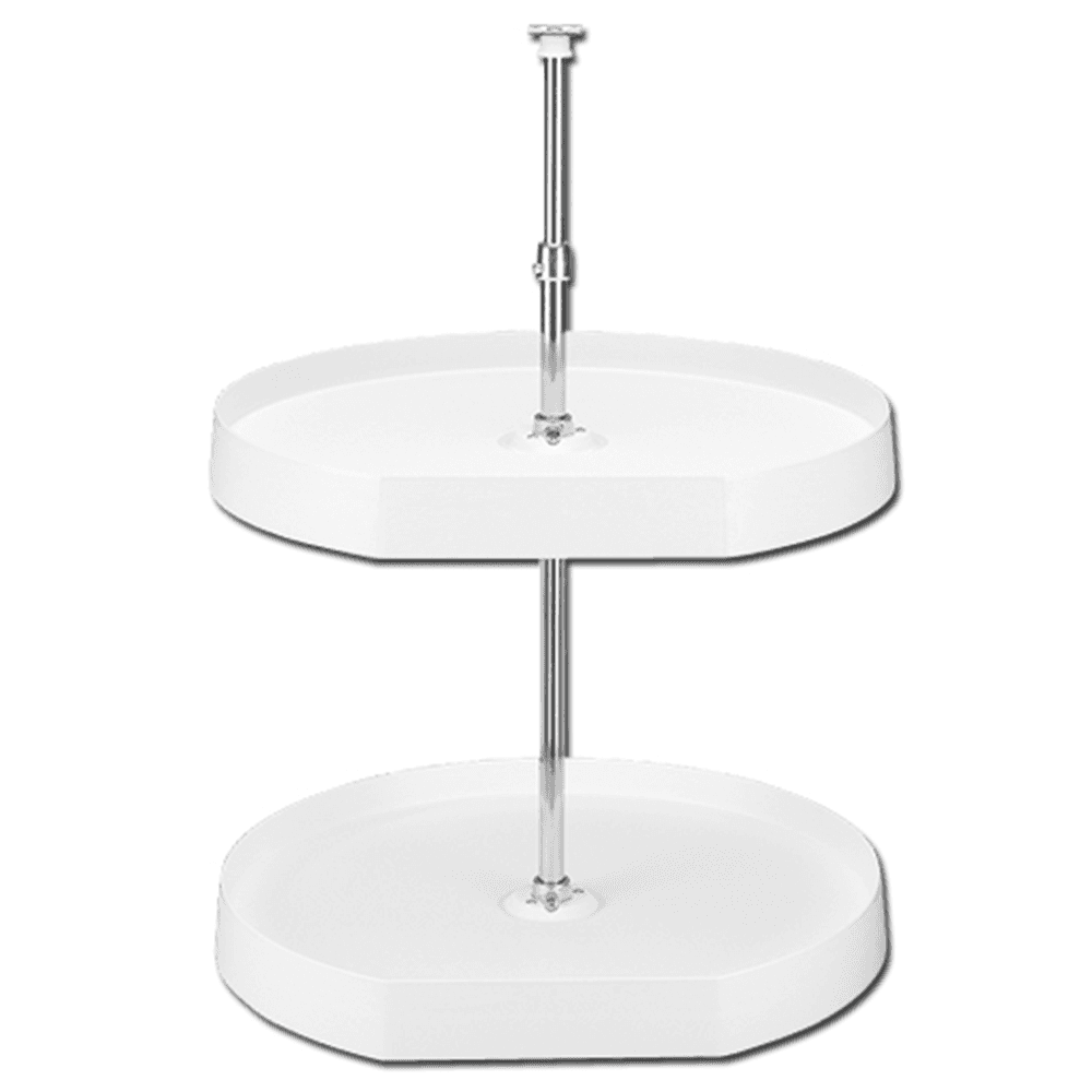 20" D-Shape 2 Tray Lazy Susan, White