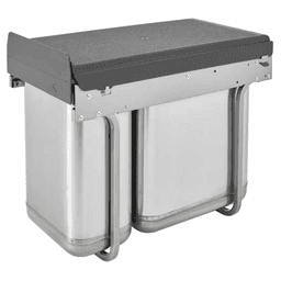 Double 10 QT/20 QT Top-Mount Sink Base Pull Out Waste Container with 10-3/8" Cabinet Opening, Stainless Steel