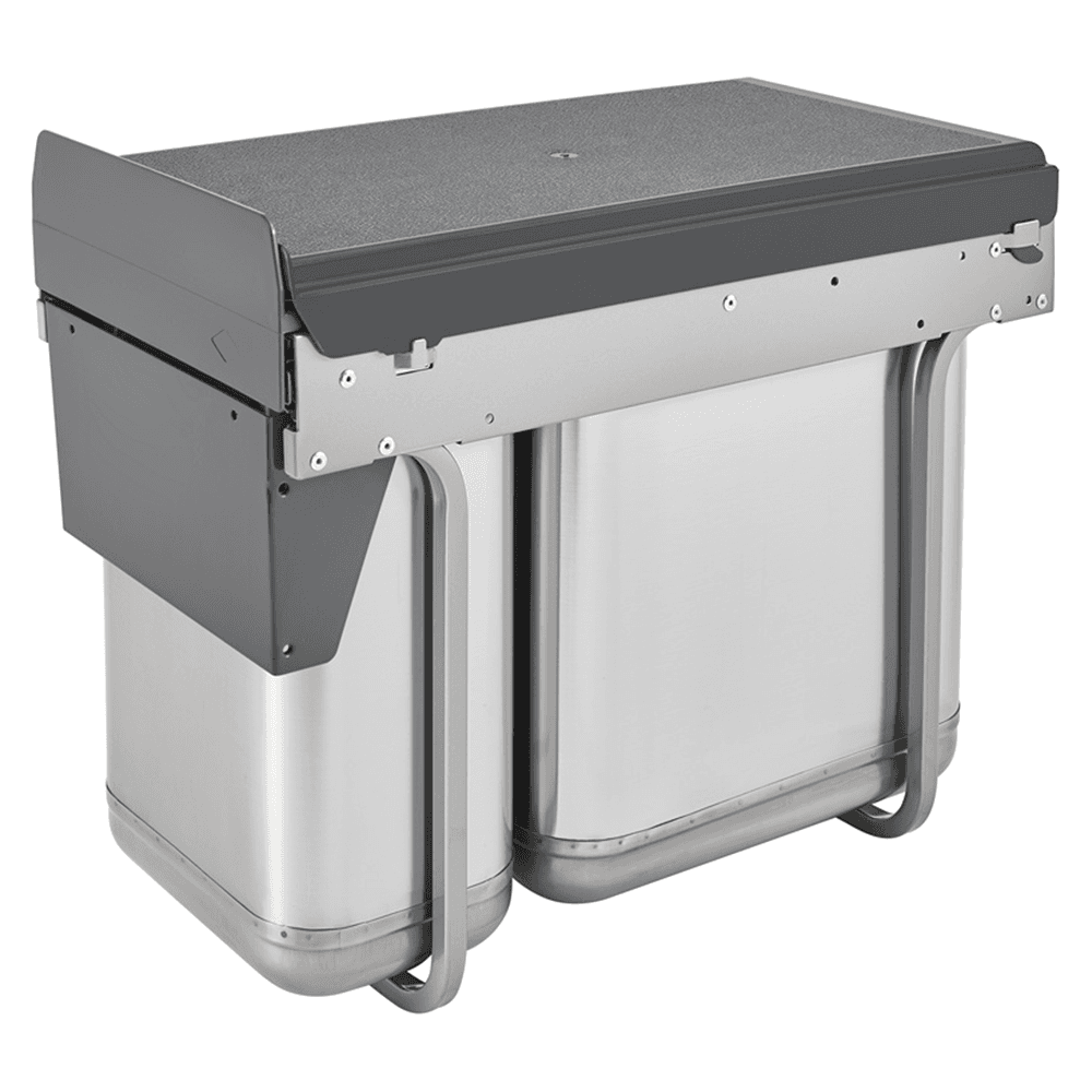 Double 10 QT/20 QT Top-Mount Sink Base Pull Out Waste Container, Stainless Steel
