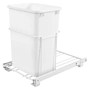 Single 30 QT Bottom-Mount Waste Container Pullout, Full-Extension, White