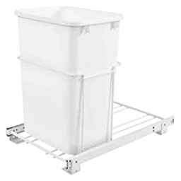 Single 30 QT Bottom-Mount Waste Container Pullout, Full-Extension, White
