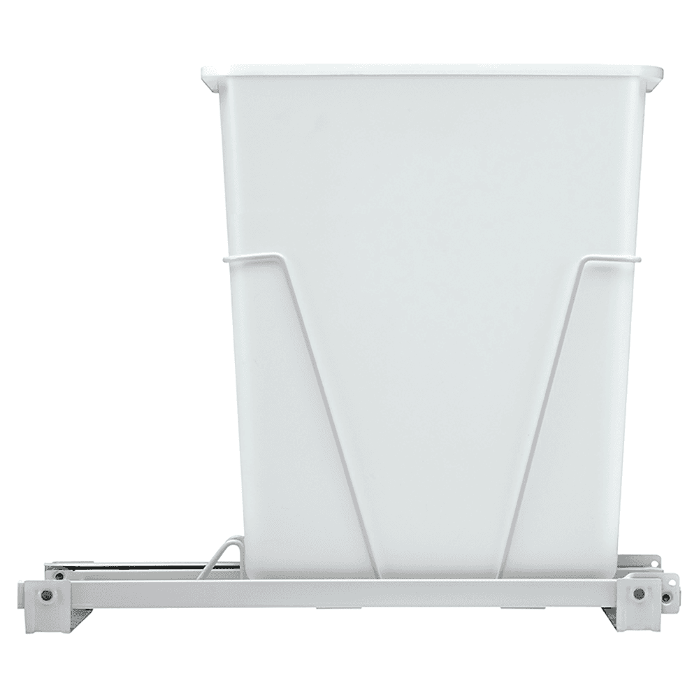 RV Single 30 QT Bottom-Mount Waste Container Pullout with Full-Extension Slide, White