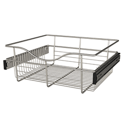 7" x 16" x 18" Wide Heavy-Gauge Pull-Out Wire Basket, Satin Nickel Finish