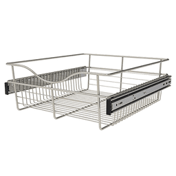 7" x 20" x 18" Wide Heavy-Gauge Pull-Out Wire Basket, Satin Nickel Finish