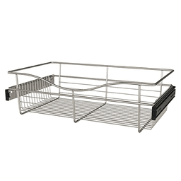 7" x 14" x 24" Wide Heavy-Gauge Pull-Out Wire Basket, Satin Nickel Finish