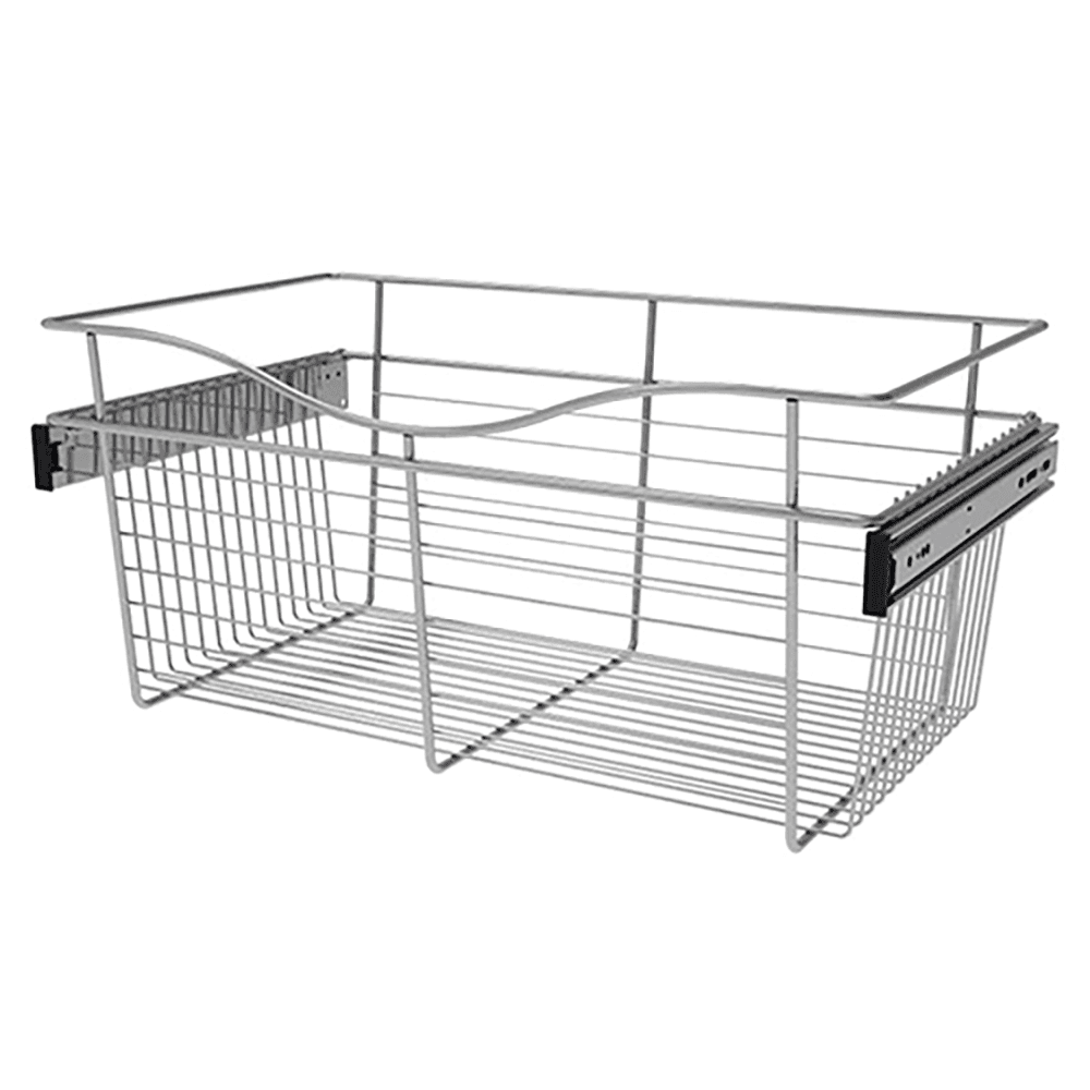 11" x 14" x 24" Wide Heavy-Gauge Pull-Out Wire Basket, Chrome Finish