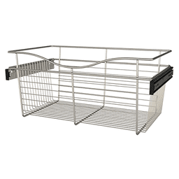 11" x 14" x 24" Wide Heavy-Gauge Pull-Out Wire Basket, Satin Nickel Finish