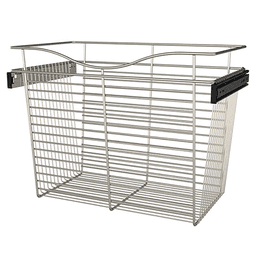 18" x 14" x 24" Wide Heavy-Gauge Pull-Out Wire Basket, Satin Nickel Finish