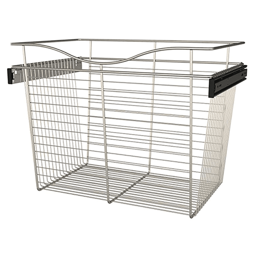 18" x 16" x 24" Wide Heavy-Gauge Pull-Out Wire Basket, Satin Nickel Finish