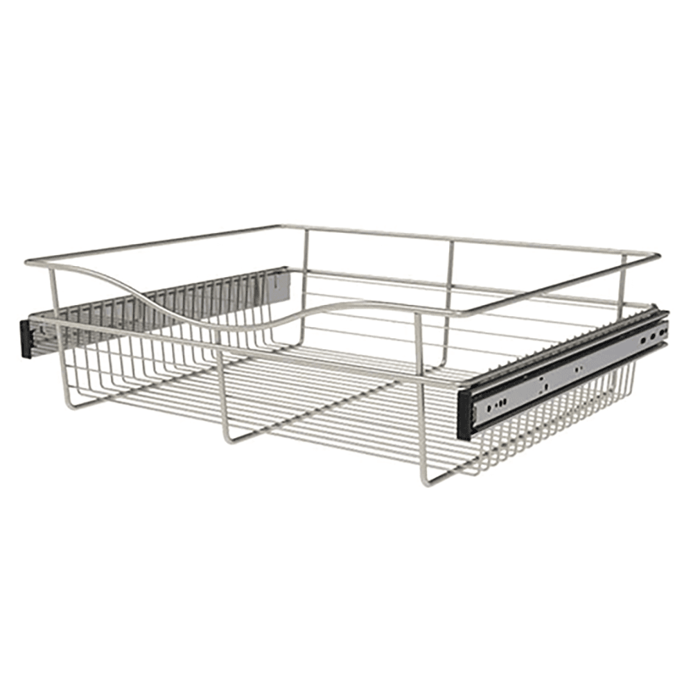 7" x 20" x 24" Wide Heavy-Gauge Pull-Out Wire Basket, Satin Nickel Finish