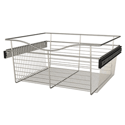11" x 20" x 24" Wide Heavy-Gauge Pull-Out Wire Basket, Satin Nickel Finish