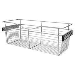 11" x 12" x 30" Wide Heavy-Gauge Pull-Out Wire Basket, Chrome Finish