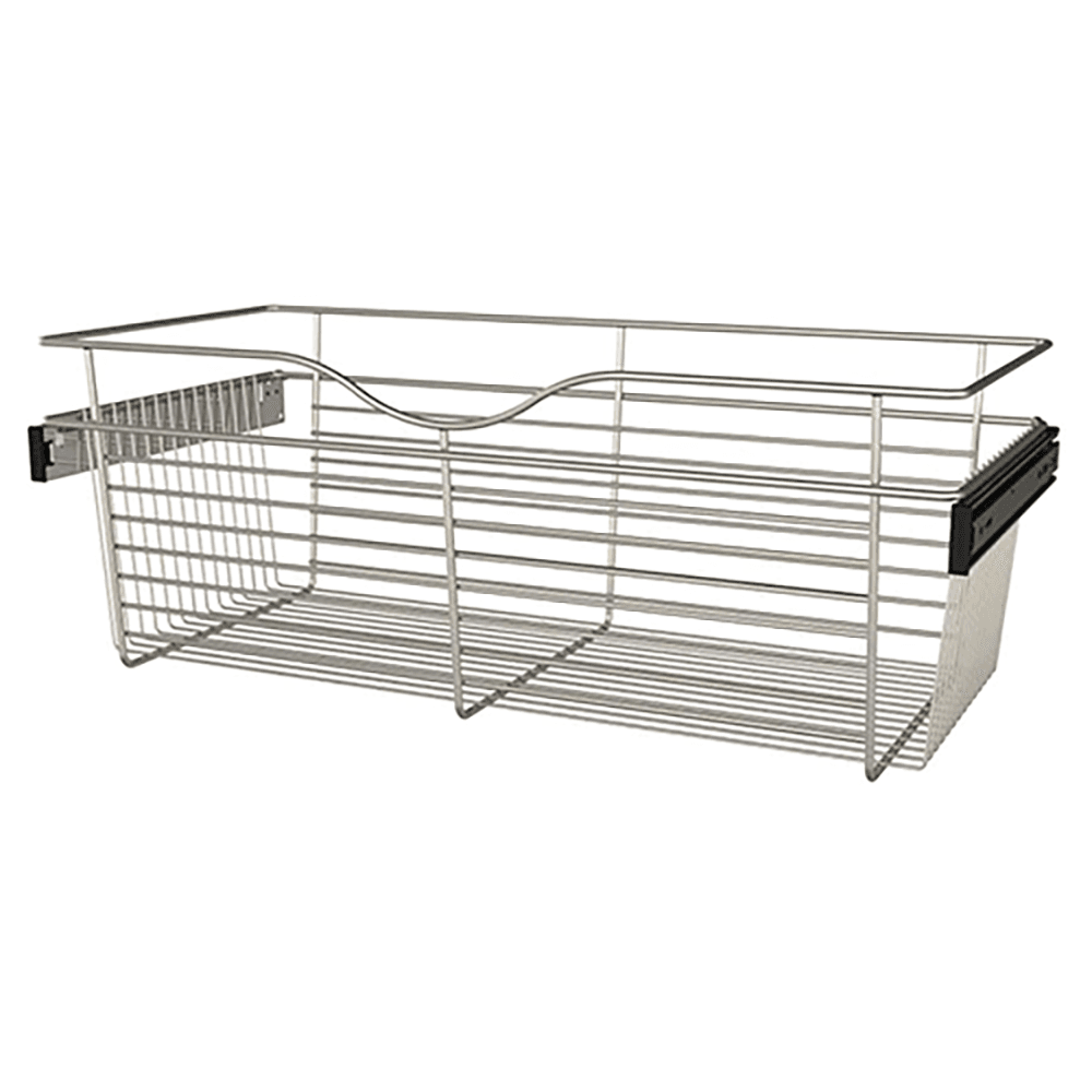11" x 14" x 30" Wide Heavy-Gauge Pull-Out Wire Basket, Satin Nickel Finish