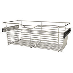 11" x 14" x 30" Wide Heavy-Gauge Pull-Out Wire Basket, Satin Nickel Finish