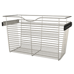 18" x 14" x 30" Wide Heavy-Gauge Pull-Out Wire Basket, Satin Nickel Finish