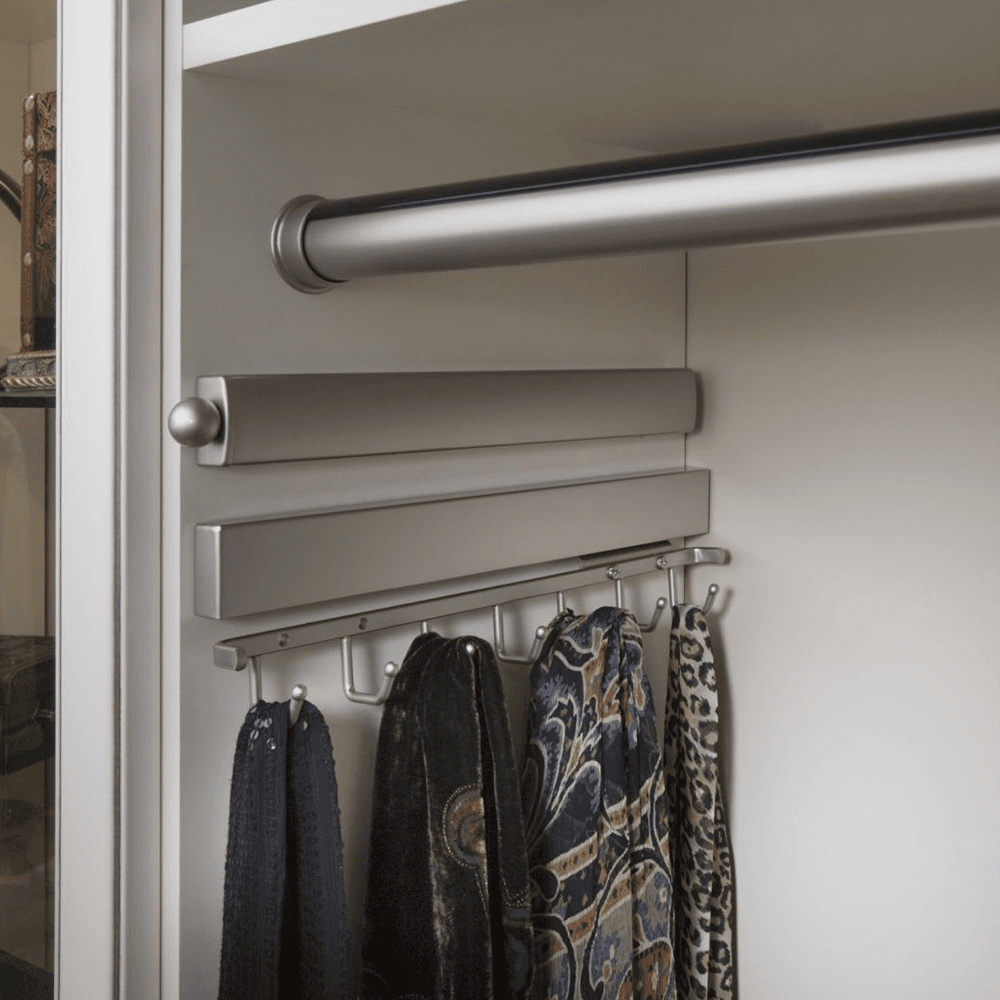 13-25/32" Sidelines Pull-Out Belt Rack, Satin Nickel Finish