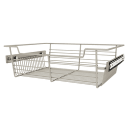 5" x 14" x 18" Wide Sidelines Pull-Out Wire Closet Basket, Satin Nickel Finish