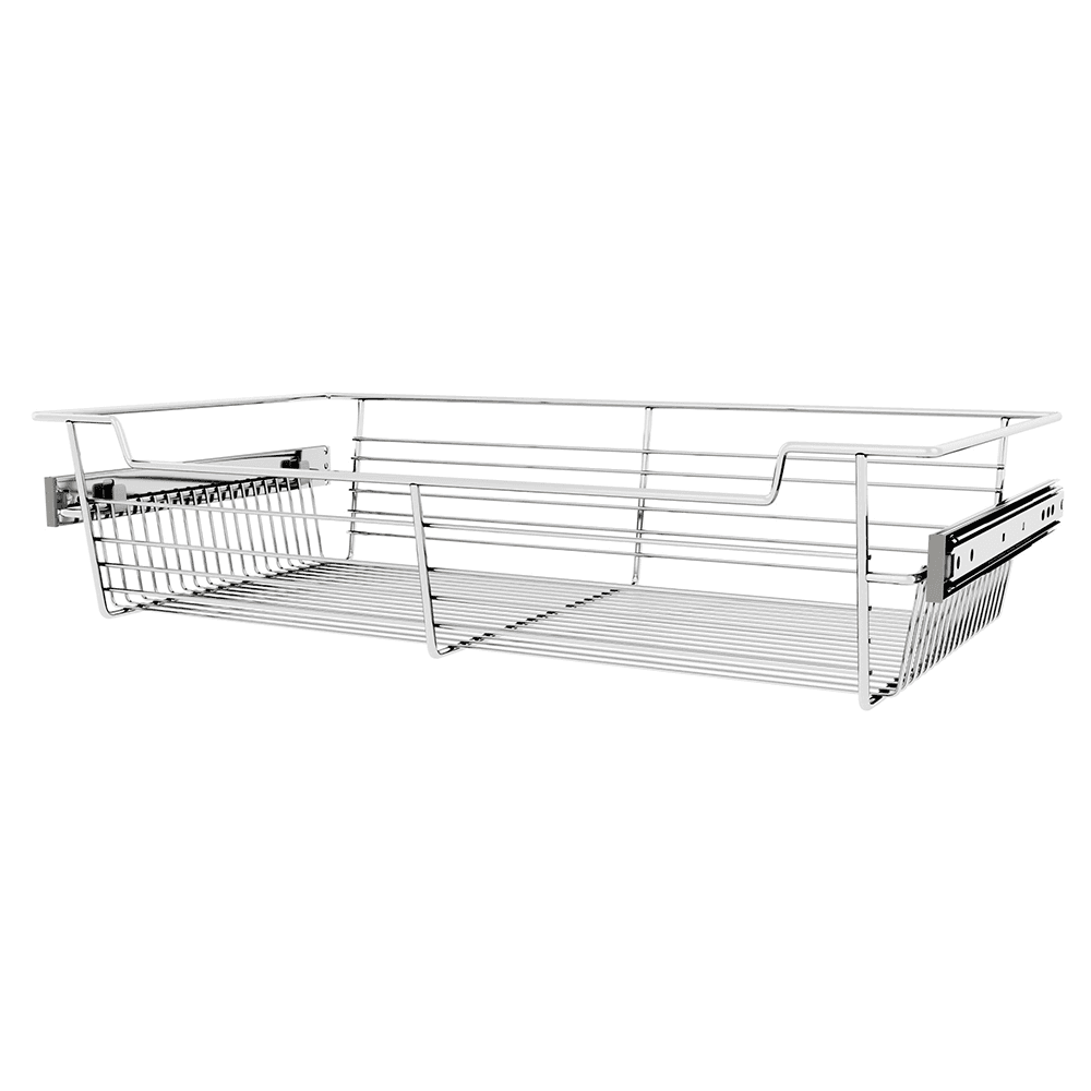 5" x 14" x 24" Wide Sidelines Pull-Out Wire Closet Basket, Chrome Finish