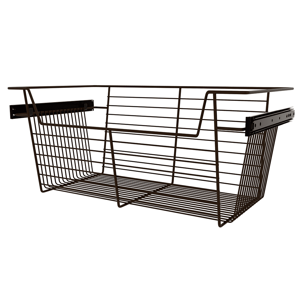 10" x 14" x 24" Wide Sidelines Pull-Out Wire Closet Basket, Bronze Finish