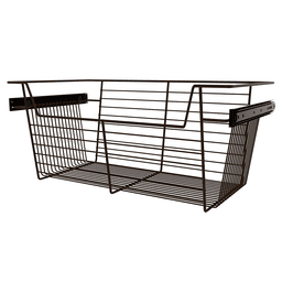 10" x 14" x 24" Wide Sidelines Pull-Out Wire Closet Basket, Bronze Finish