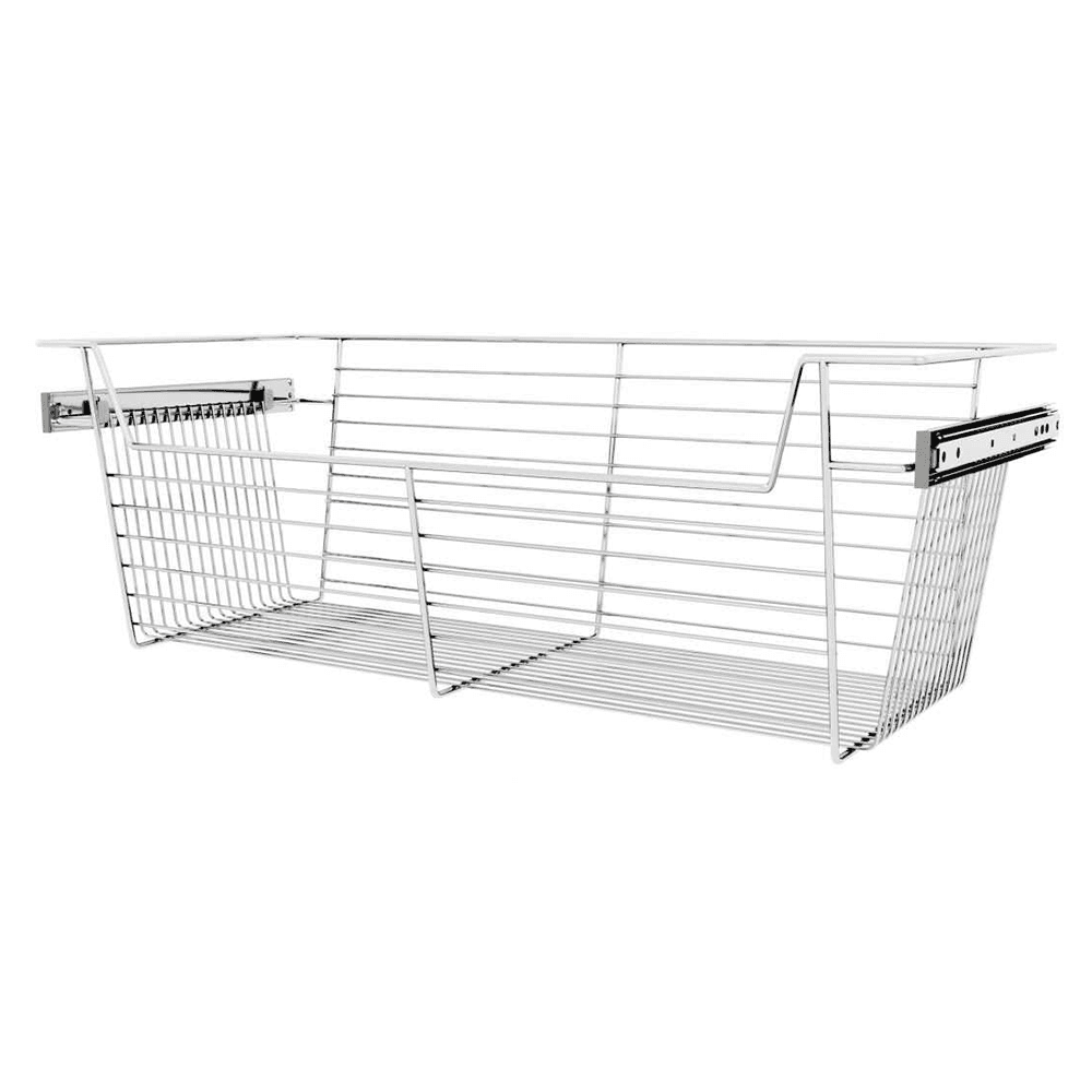 17" x 14" x 30" Wide Sidelines Pull-Out Wire Closet Basket, Chrome Finish