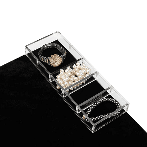 1-1/2" x 22" x 13" Jewelry Drawer Insert, Black Finish