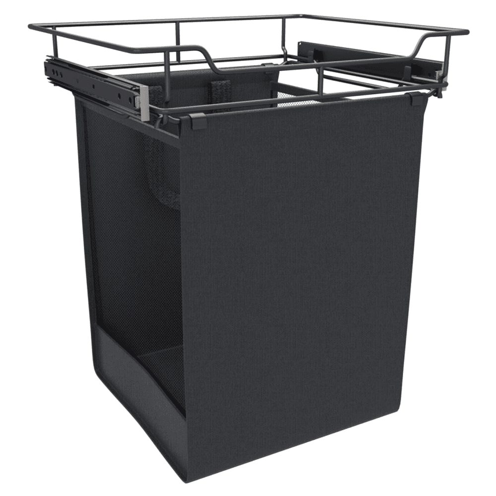 18" Wide Pull-Out Hamper with Canvas Bag, Powder-Coated Finish