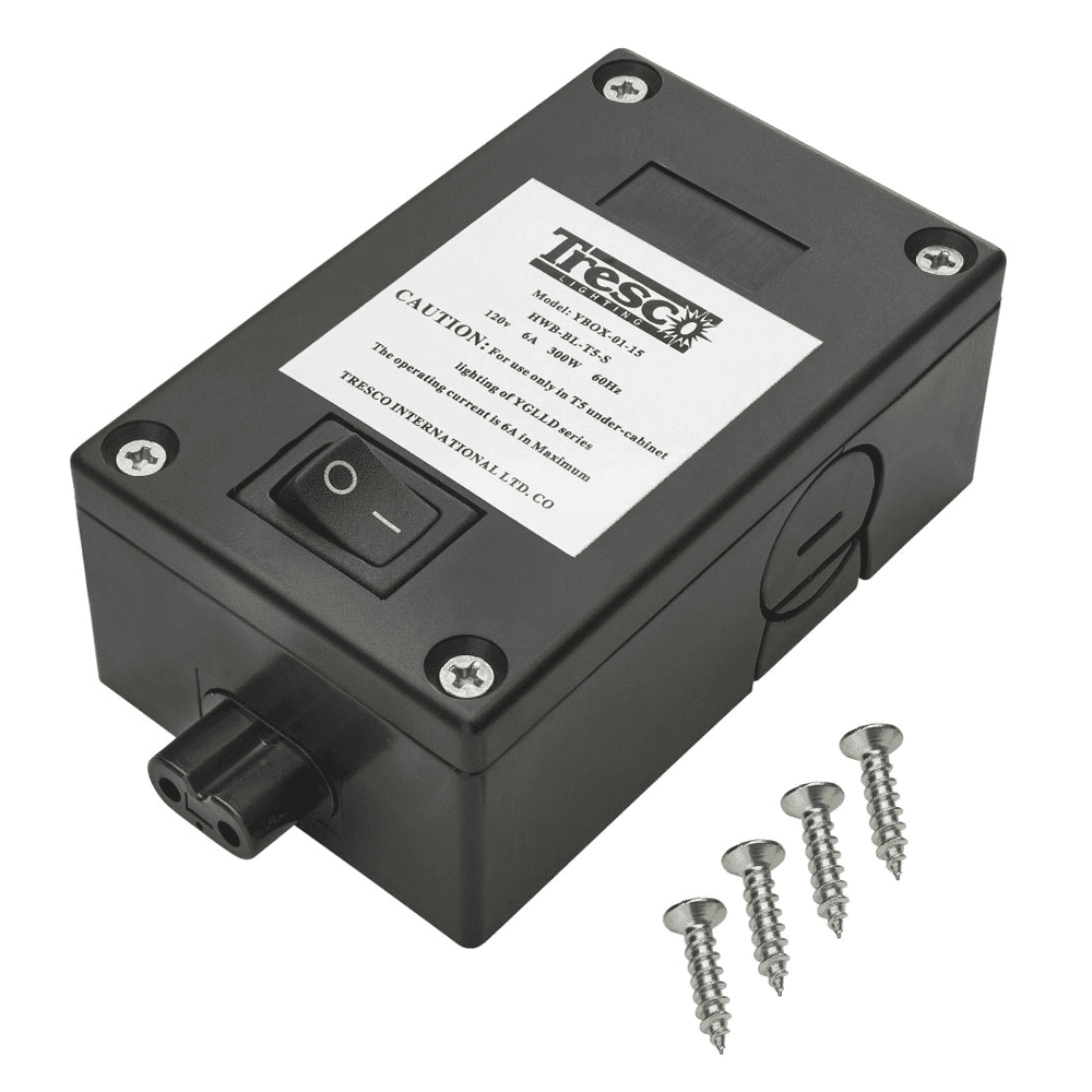 Pockit 120-M 120V T5 Hardwire Box with On/Off Switch, 3.54", Black