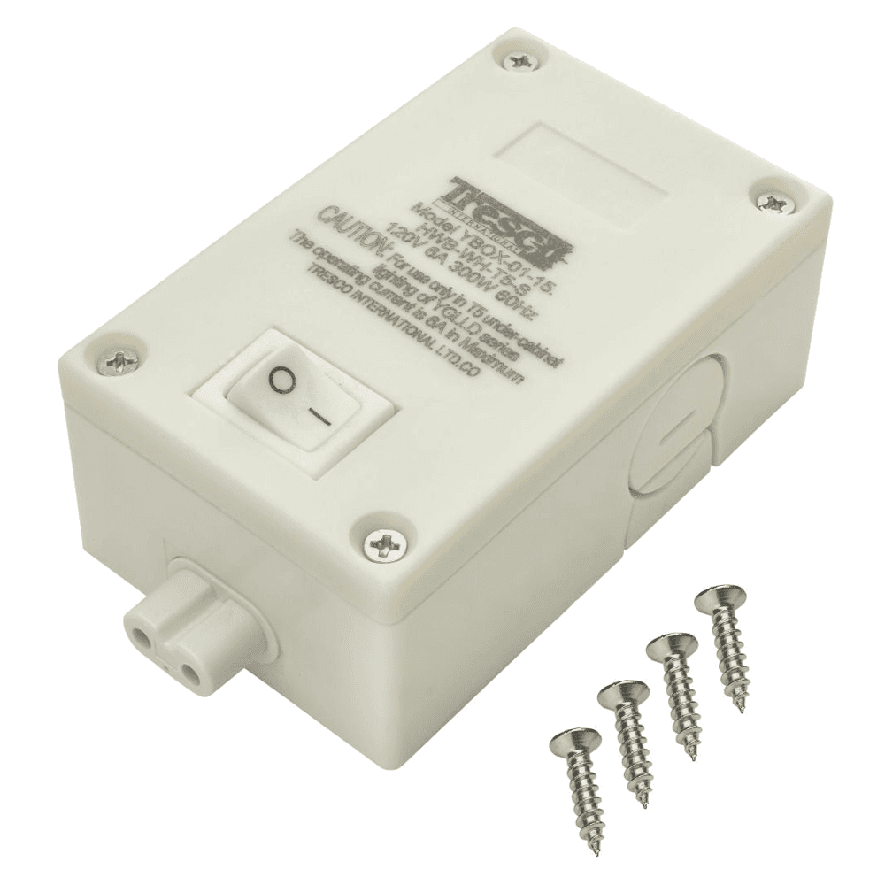 Pockit 120-L 120V T5 Hardwire Box with On/Off Switch, 3.54", White