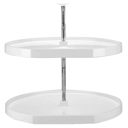 32" D-Shape 2 Tray Lazy Susan, White