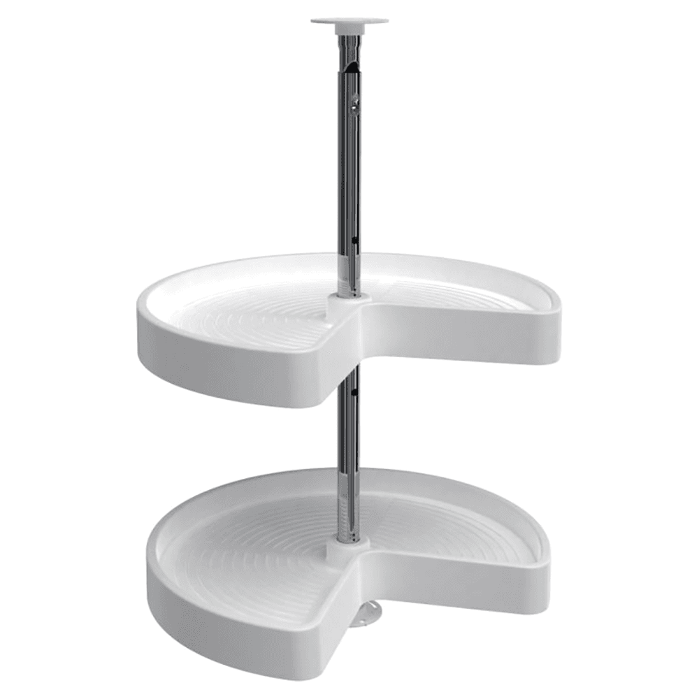LD-2472 18" Kidney 2 Tray Lazy Susan Set, White