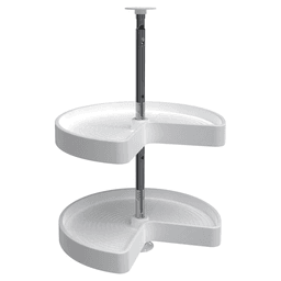LD-2472 18" Kidney 2 Tray Lazy Susan Set, White