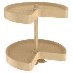 LD-2472 18" Kidney Bottom Mount 2 Tray Lazy Susan Set with Hardware, Almond