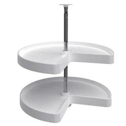 2472 24" Kidney 2 Tray Lazy Susan, White