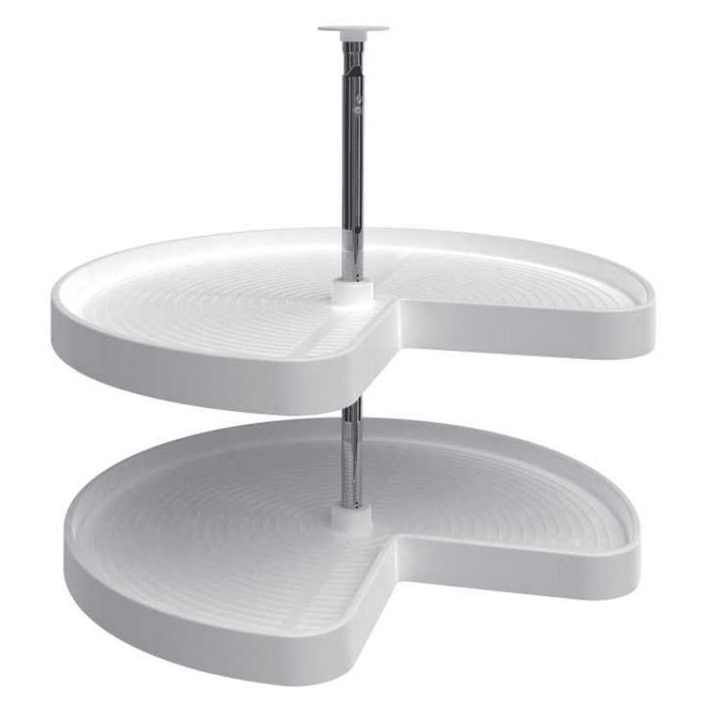 2472 28" Kidney 2 Tray Lazy Susan, White