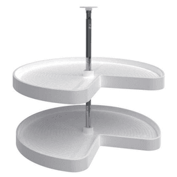 2472 28" Kidney 2 Tray Lazy Susan, White