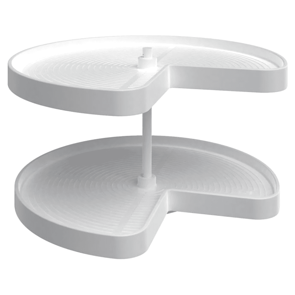 LD-2472 28" Kidney 2-Tray Bottom Mount Lazy Susan Set, White