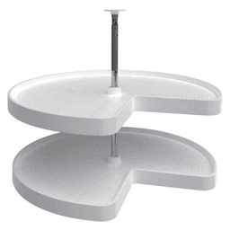 2472 32" Kidney 2 Tray Lazy Susan, White