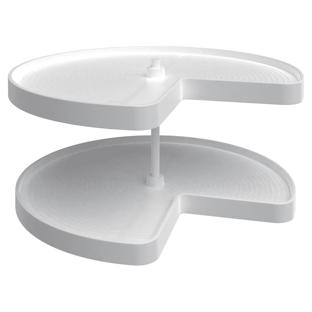 LD-2472 32" Kidney 2 Tray Bottom Mount Lazy Susan Set, White