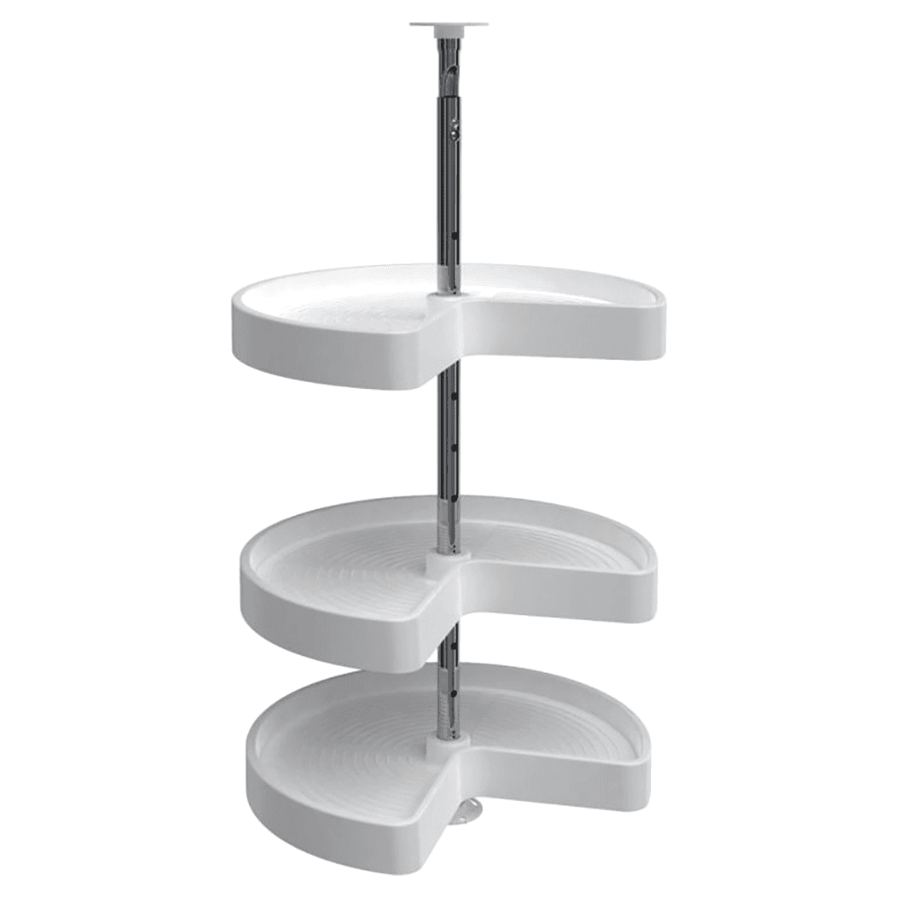 LD-2473 18" Kidney 3 Tray Lazy Susan, White