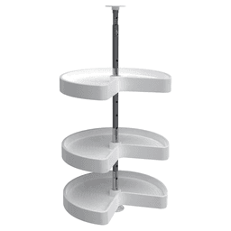 LD-2473 18" Kidney 3 Tray Lazy Susan, White