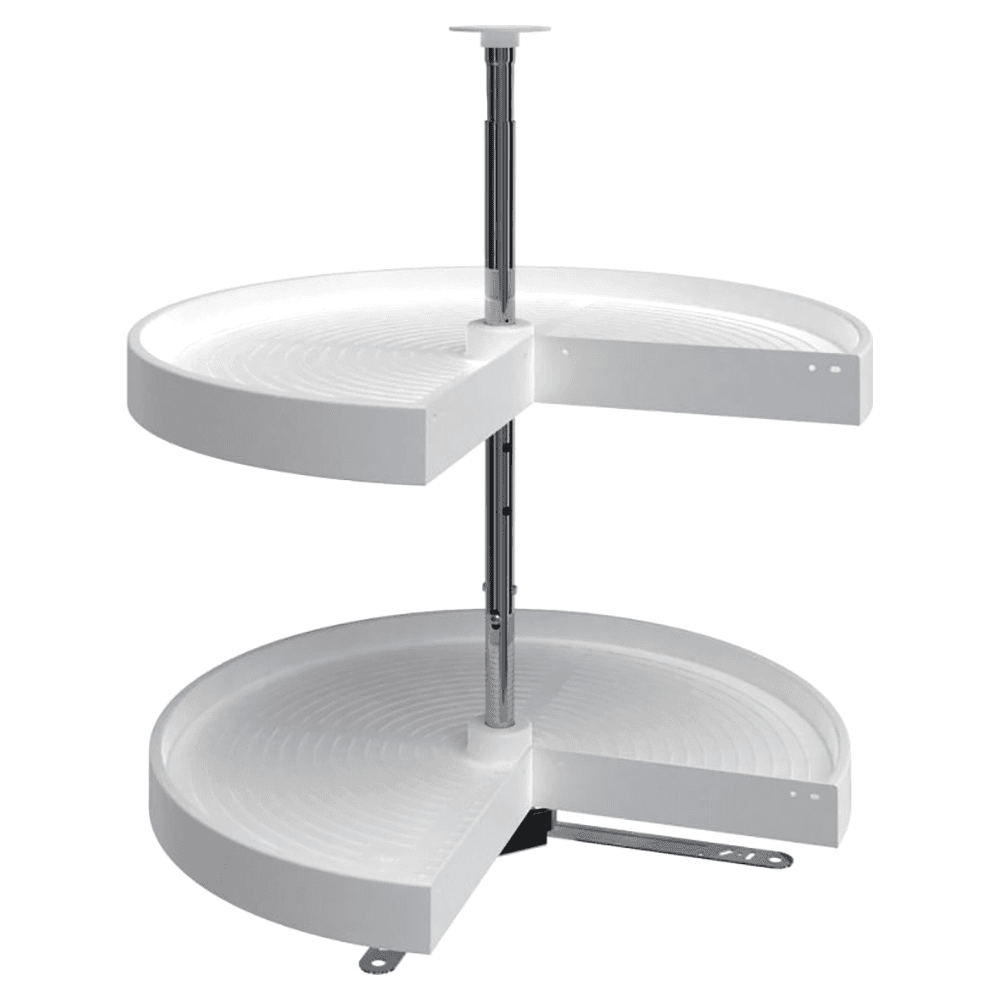 LD-2942 24" Kidney 2 Tray Lazy Susan, White